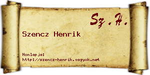 Szencz Henrik névjegykártya